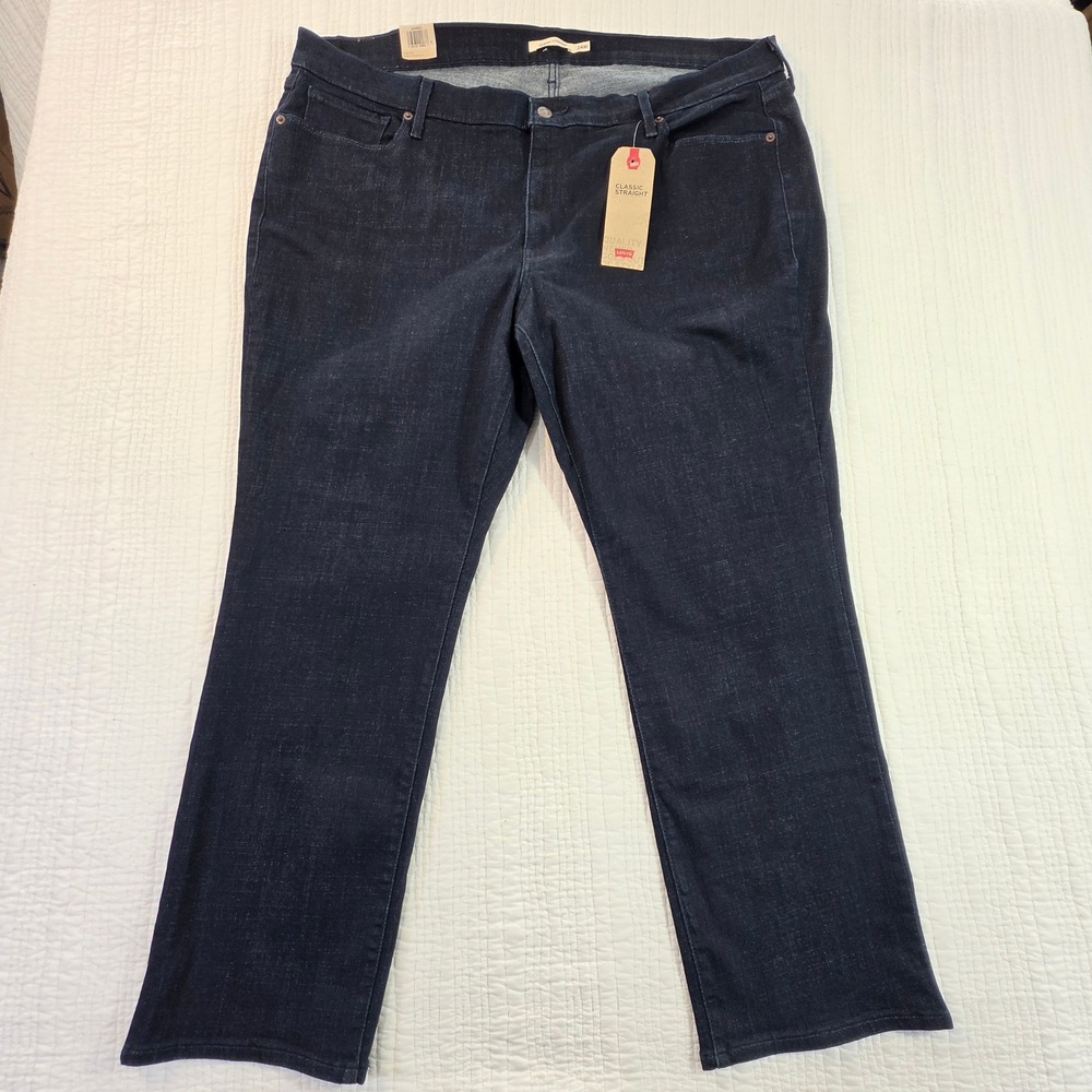 Levis Plus Classic Straight Jeans 24W M Dark Indigo Mid Rise Stretch 23648-0024